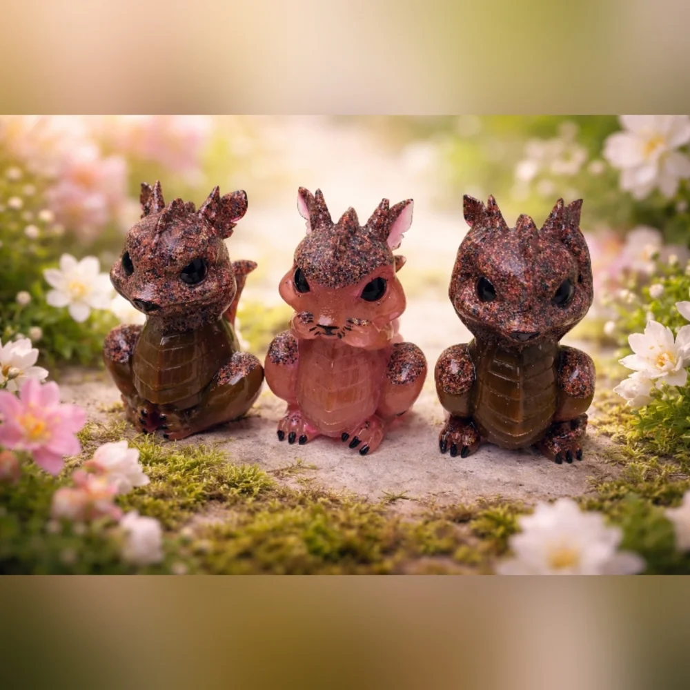 Handmade Resin Colorful Dragons Set